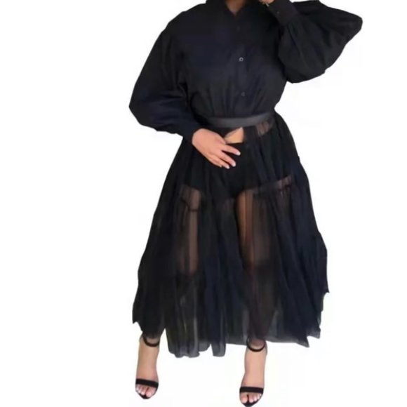 CURVE CLIQUE "Bougie Bomb” Blouse - BLACK - Picture 1 of 3